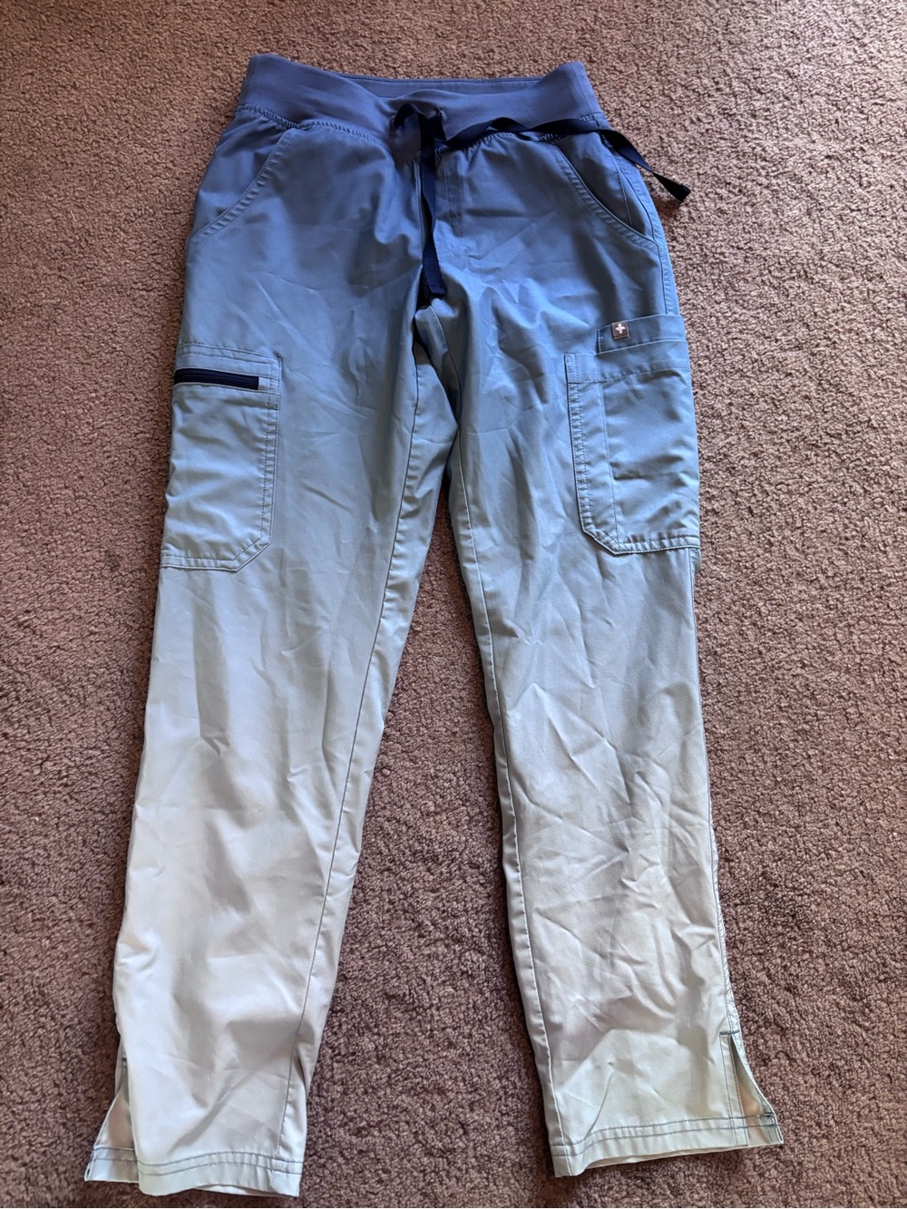 Figs Navy to Light Blue Ombre Cargo Scrub Pants
